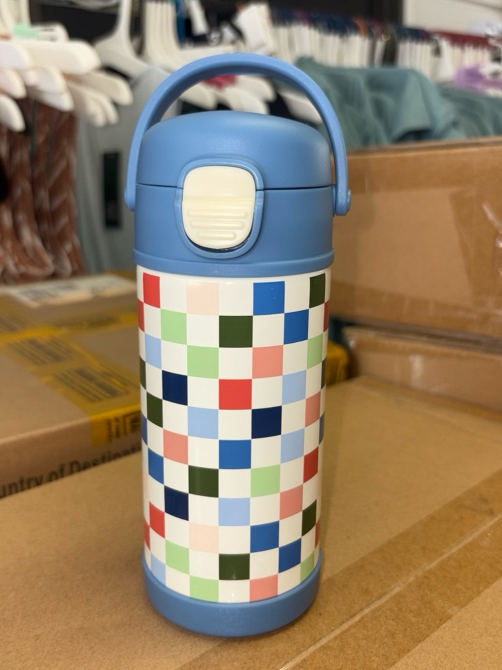 Kids checkered water bottle